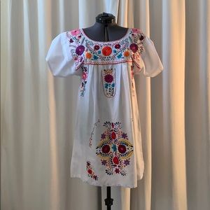 White Mexican Style Dress Size M